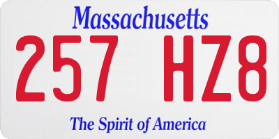 MA license plate 257HZ8