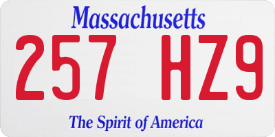 MA license plate 257HZ9