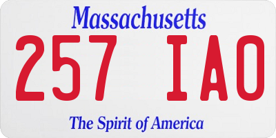 MA license plate 257IA0