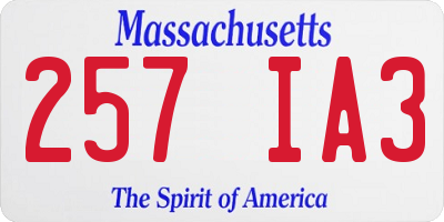 MA license plate 257IA3