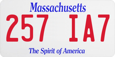 MA license plate 257IA7