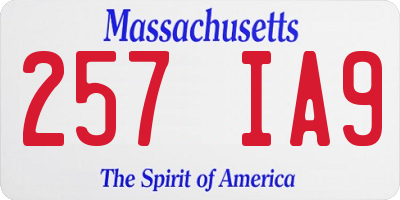 MA license plate 257IA9