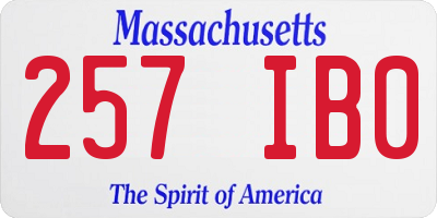 MA license plate 257IB0