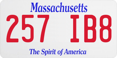MA license plate 257IB8