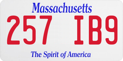 MA license plate 257IB9