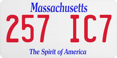 MA license plate 257IC7