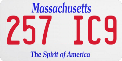 MA license plate 257IC9