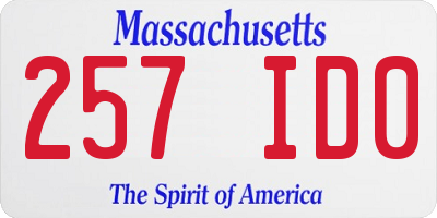 MA license plate 257ID0