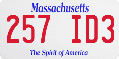 MA license plate 257ID3