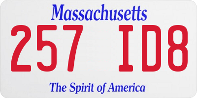 MA license plate 257ID8