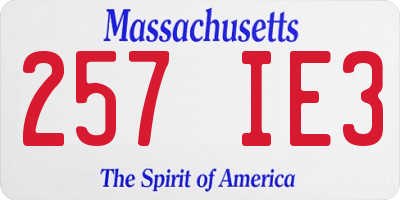 MA license plate 257IE3