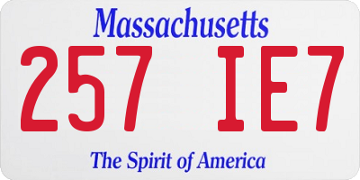 MA license plate 257IE7