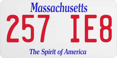 MA license plate 257IE8