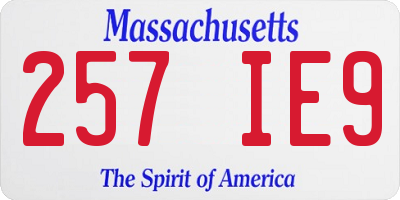 MA license plate 257IE9