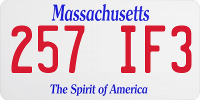 MA license plate 257IF3