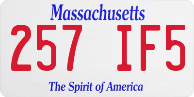 MA license plate 257IF5