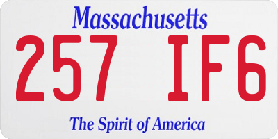 MA license plate 257IF6