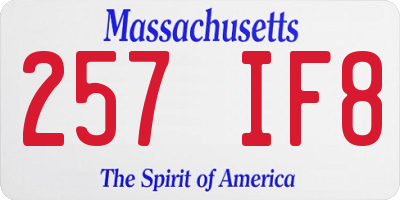 MA license plate 257IF8