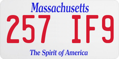 MA license plate 257IF9