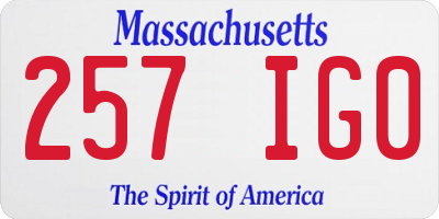MA license plate 257IG0