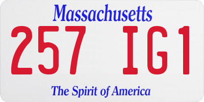 MA license plate 257IG1