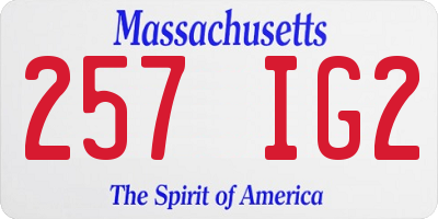 MA license plate 257IG2