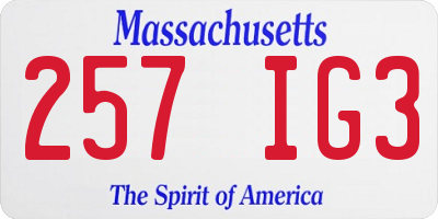 MA license plate 257IG3