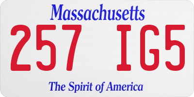 MA license plate 257IG5