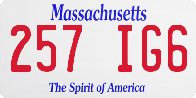 MA license plate 257IG6