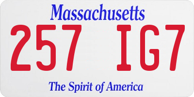 MA license plate 257IG7