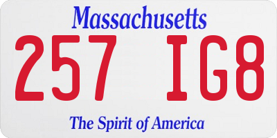 MA license plate 257IG8