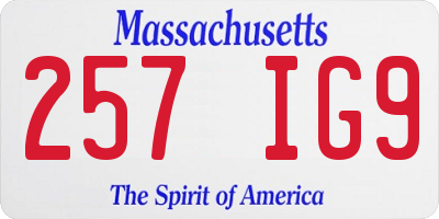 MA license plate 257IG9
