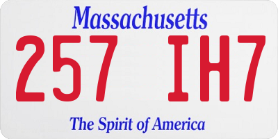 MA license plate 257IH7