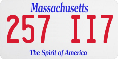 MA license plate 257II7