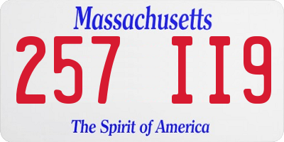 MA license plate 257II9