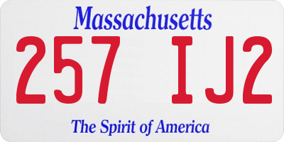 MA license plate 257IJ2