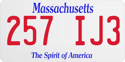 MA license plate 257IJ3