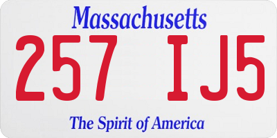 MA license plate 257IJ5