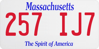 MA license plate 257IJ7