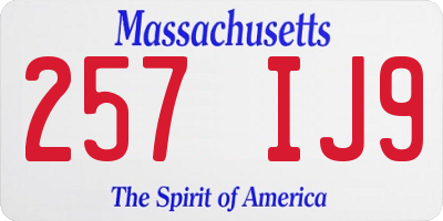 MA license plate 257IJ9