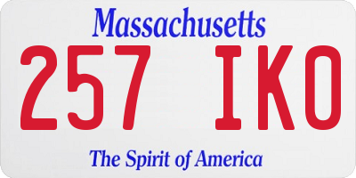 MA license plate 257IK0