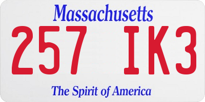 MA license plate 257IK3