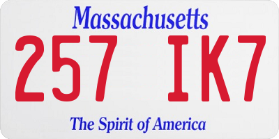 MA license plate 257IK7