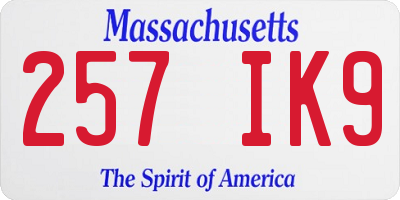 MA license plate 257IK9