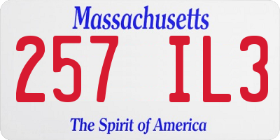 MA license plate 257IL3