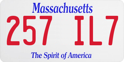 MA license plate 257IL7