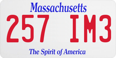 MA license plate 257IM3