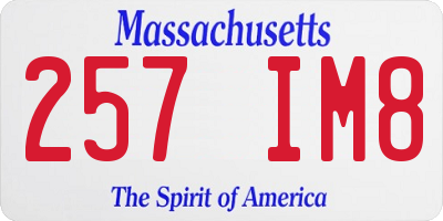 MA license plate 257IM8