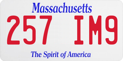 MA license plate 257IM9