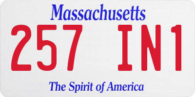 MA license plate 257IN1